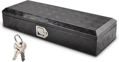 34.5 Inch Aluminum Truck Bed Tool Box 5 Bar Tread Waterproof Truck Tool Boxes Storage Organizer with Lock & Keys, Black(34.5"x12.75"x6.4")