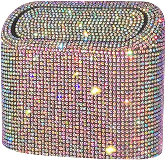 Bling Rhinestone Car Trash Can, Colorful, Swing-Lid, Plastic