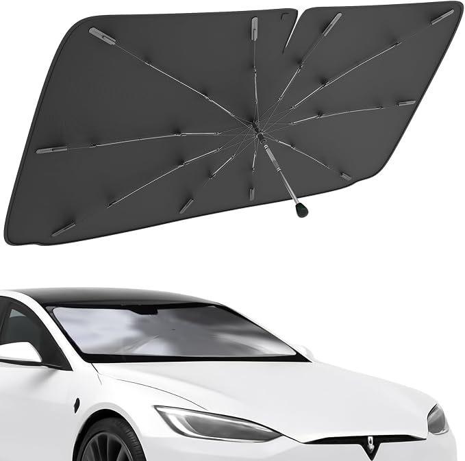 Car Windshield Sunshade Umbrella – Sun Shade for car Windshield Blocks UV Rays & Heat, Keeps Interior Cool, Foldable Sun Visor Cover with Universal Fit for Front Windows(56" L x 31" W)