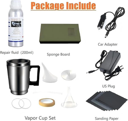 Headlight Repair kit,car Headlight Lens polishing Repair Tool with 200ml car Headlight Repair Fluid, Used to Remove Yellowing, Haze, and Oxidation from taillights and Fog Lights