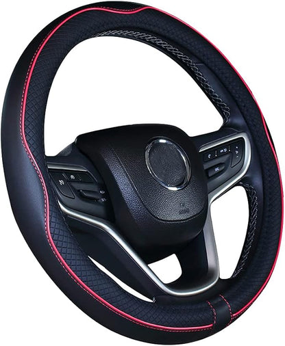 Mayco Bell Small Size Steering Wheel Cover Anti-Slip,Safety,Soft,Breathable,Durable,Full Surround,Comfortable Grip Microfiber Leather (14-14.25 inch,Black Red)