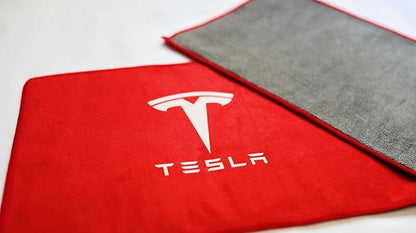 Cleaning Towel for Tesla Ultra Absorbent Microfiber Cleaning Cloth Microfiber Towels for Glass Window (Red, Pack of 1)