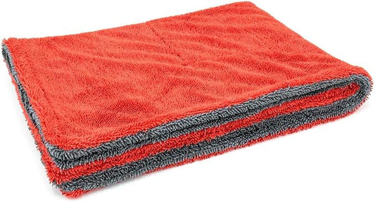 Autofiber Dreadnought Microfiber Car-Drying Towel, Superior Absorbency for Drying Cars, Trucks, and SUVs, Double-Twist Pile, One-Pass Vehicle-Drying Towel (20 inch x 30 inch) - Pack of 1, Red/Gray