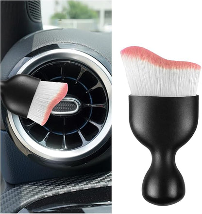Car Interior Detailing Brush, Curved Soft Bristles Vehicle Removal Dust Collectors, Scratch-Free Automotive Cleaning Tool Accessories, Universal for Truck SUV Sedan (White/Pink)