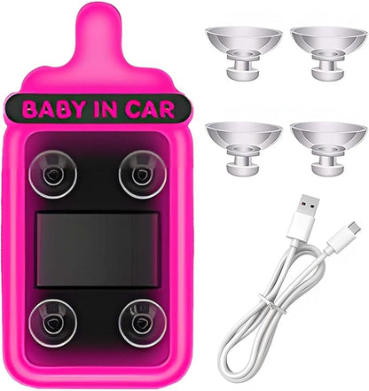 Car LED Ambient Light - Baby Bottle Design for Side and Rear Windows, 6 Modes, Solar Powered, Auto On/Off, 500mAh, Car Gift (Pink)
