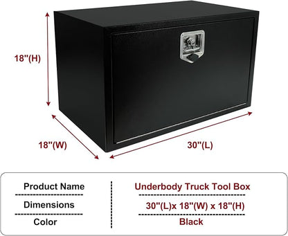 30 Inch Steel Underbody Truck Tool Box with T-Handle Lock, Heavy Duty Contractor Toolbox For Organization And Storage, Job Tool Chest, 30"x 18"x 18" inch Black
