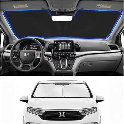 Custom Fit Windshield Sun Shade for Honda Odyssey 2018-2026 | Custom Fit Windshield Cover, Blocks UV Rays, Double-Layer Heat Shield, Durable Frame, Easy Fold & Storage