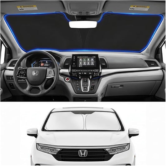 Custom Fit Windshield Sun Shade for Honda Odyssey 2018-2026 | Custom Fit Windshield Cover, Blocks UV Rays, Double-Layer Heat Shield, Durable Frame, Easy Fold & Storage