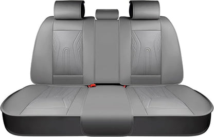 Huidasource Rear Seat Covers, Waterproof Faux Leather Rear Bench Seat Covers, Universal Fit Back Seat Cover for Most Cars Sedans SUVs Pickups Trucks, Gray