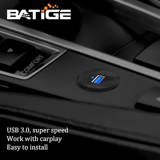 Alloy Single Port USB 3.0 Dashboard Port Car Mount Flush Cable, Male to Female Waterproof Extension Cable for Car Truck Boat Motorcycle with LED Indicator - 3ft