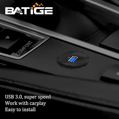 Alloy Single Port USB 3.0 Dashboard Port Car Mount Flush Cable, Male to Female Waterproof Extension Cable for Car Truck Boat Motorcycle with LED Indicator - 3ft