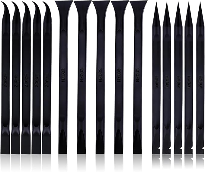 15 PCS Carbon Fiber Plastic Scrapers Tool, Non-Scratch Scraper Tool for Tight Spaces, Multi-Purpose Label Scraper Pen-Shaped, for Car Cleaning Supplies, Kitchen, Crevices, Stains (Black)