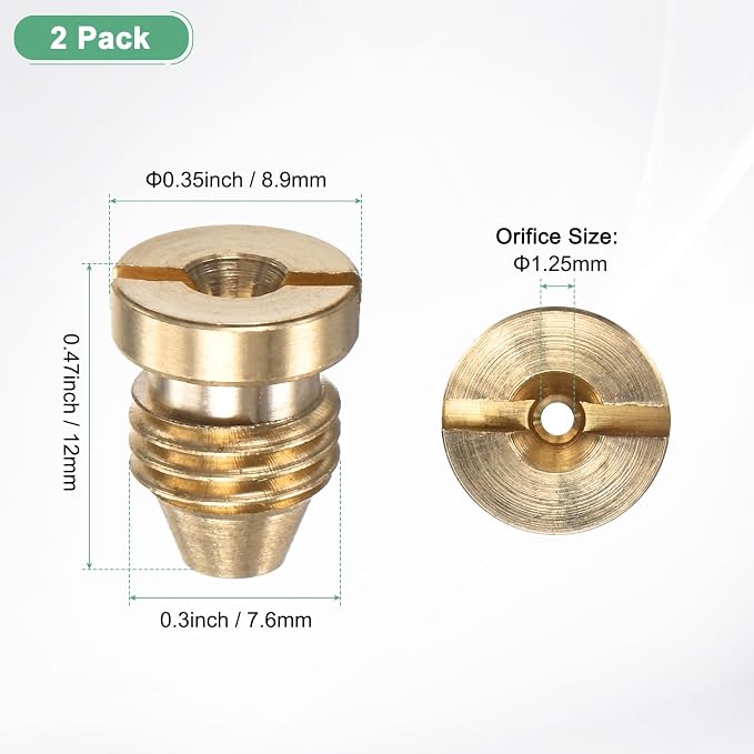 M METERXITY 2-Pack Foam Cannon Orifice Nozzle, 1.25mm Brass Universal Thread Tips for Snow Foam Lance/Garden Hose/Kitchen Cleaners, Sprayer Connector Replacement Nozzles
