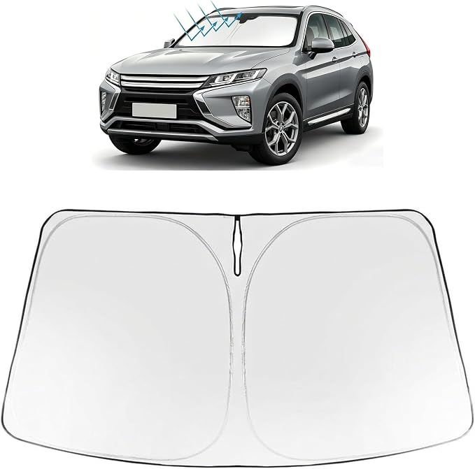 Proadsy Windshield Sun Shade Custom Fit Mitsubishi Eclipse Cross 2018-2026 Foldable Front Sunshade Protector Sun Visor Blocks UV Rays Keep Car Cooler Accessories