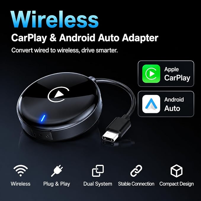 Compact USB Wireless Carplay/Android Auto Adapter for OPEL Vivaro 2019-2026,Voice Control Plug and Play