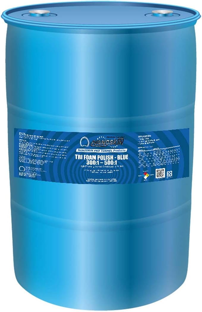 Nanoskin Tri-Foam Polish, Blue – 30 Gallons, 300:1~500:1 Dilution, High-Foaming Conditioner & Polish for Car Wash Tunnels, Automatic Wash Systems, and Foam Cannons