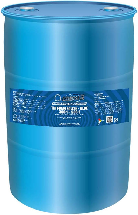 Nanoskin Tri-Foam Polish, Blue – 30 Gallons, 300:1~500:1 Dilution, High-Foaming Conditioner & Polish for Car Wash Tunnels, Automatic Wash Systems, and Foam Cannons