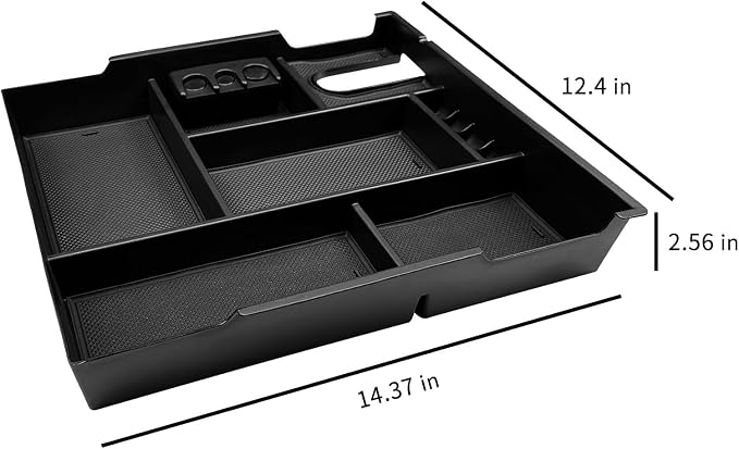 Zxiaochun Center Console Organizer Compatible with Toyota Tundra 2014 2015 2016 2017 2018 2019 2020 2021 Accessories, Insert Plastic Armrest Storage Box Tray with Non-Slip Inserts - Black
