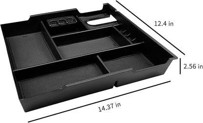 Zxiaochun Center Console Organizer Compatible with Toyota Tundra 2014 2015 2016 2017 2018 2019 2020 2021 Accessories, Insert Plastic Armrest Storage Box Tray with Non-Slip Inserts - Black