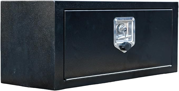 27 Inch Underbody Truck Tool Box, Heavy Duty Steel Underbody Toolbox with T-Handle Lock & Weatherproof Seal, Black Truck Trailer Tool Box for Pickup, Semi Truck, RV, Flatbed, Tractor (27×10×11)