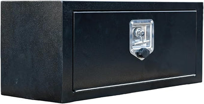27 Inch Underbody Truck Tool Box, Heavy Duty Steel Underbody Toolbox with T-Handle Lock & Weatherproof Seal, Black Truck Trailer Tool Box for Pickup, Semi Truck, RV, Flatbed, Tractor (27×10×11)