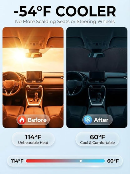 Proadsy Windshield Sun Shade Custom Fit Ford Ranger 2024-2026 Ice Crystal Black Front Window Sunshade UV and Heat Blocker Foldable Visor Keeps Car Cooler for Summer Parking and Daily Use