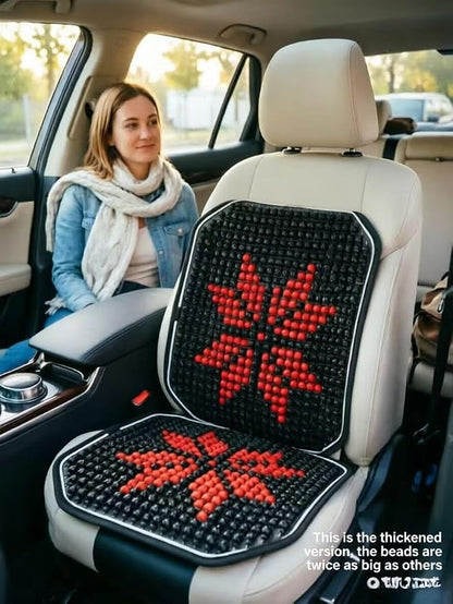 Car Beads Cooling Seat Cover, Wooden Bead Cool Cushion Mat, Large Thickened Black Red Office Chair Cushion Pad for Home Office Gift for Husband Wife 16.73"