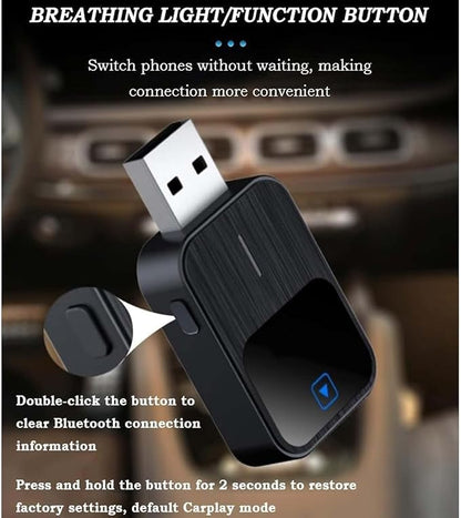 Wireless CarPlay Adapter 2-in-1 for Mercedes Benz Metris Cargo Van Metris Passenger Van, USB Design Plug and Play Bluetooth Fast Connection Car Accessories