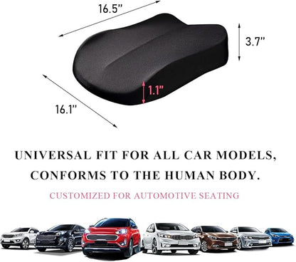 Car Seat Cushion, Comfort Memory Foam Car Cushion, Non-Slip Auto Booster Seat Cushion for Improve Driving Vision, Suitable for Vehicles Trucks SUVs Car Accessories (Black)