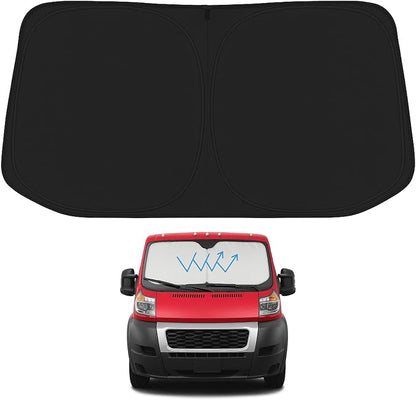 Proadsy 2026 Upgrade Windshield Sunshade Custom for 2014-2025 Dodge Ram ProMaster Reflective Heat Sun UV Protector Foldable Front Window Shade Prime Accessories