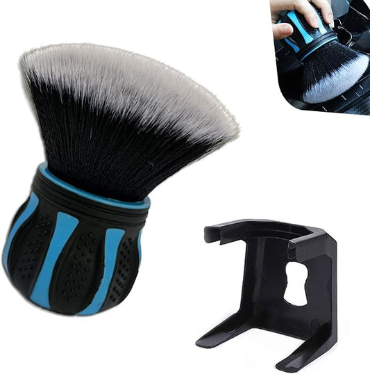 Car Detailing Brush, Ultra Soft Tire Shine Brush with Storage Rack, Interior Cleaning Tool, Universal Beauty Tools for Most Cars (Blue)