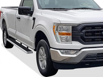 APS Wheel to Wheel Running Boards 5in Compatible with Ford F150 2015-2026 Regular Cab 6.5ft Bed & F-250 F-350 Super Duty 2017-2026 304 Stainless Steel (Nerf Bars Side Steps Side Bars)