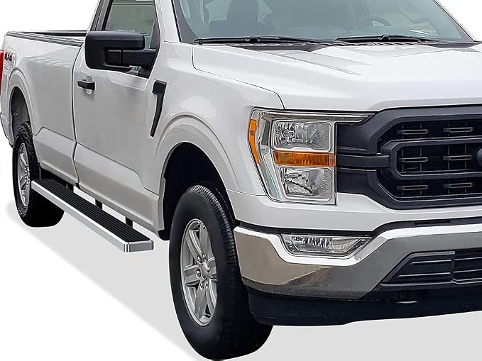 APS (Polished 304 Stainless Steel 5in Wheel to Wheel) Running Boards Nerf Bars Side Steps Compatible with Ford F150 2015-2026 Regular Cab 6.5ft Bed & F-250 F-350 Super Duty 2017-2026