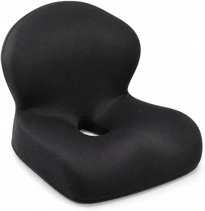 Memory Foam Office Chair Cushion with Back Support, Ergonomic Seat Cushion for Office Chair and Car Seat, Pressure Relief for Long Sitting (Black)