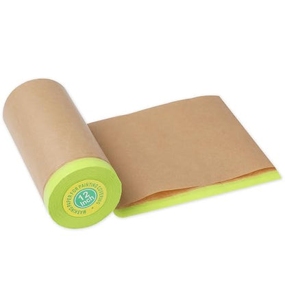 MyLifeUNIT Masking Paper, Automotive Masking Paper Roll with Tape for Painting Protection Covering (1 Rolls, 12 inch x 50 feet)