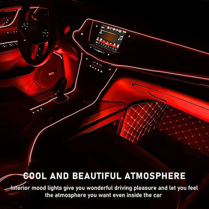 Ohleats Car LED Strip Light, 24 LED RGB Auto Interior Atmosphere Lights, USB Vehicle Under Dash Ambient Night Light Strip, Interior Decorative Lamp Lighting Kit Car Accessories (Red)
