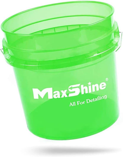 Maxshine 3.5 Gallon Universal Detailing Bucket – Green Car Wash Bucket for Scratch-Free Washing, Garage Storage & Detailing Tools – Holds Soap, Foam Cannon, Microfiber Towels, Brushes & Supplies