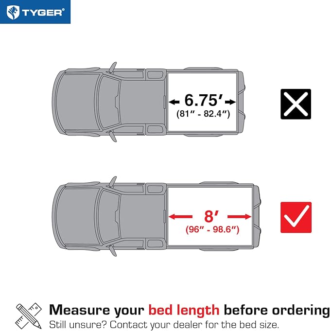 Tyger Auto T1 Soft Roll Up Truck Bed Tonneau Cover Compatible with 1999-2016 Ford F-250 F-350 Super Duty | Styleside 8' Bed (97") | TG-BC1F9028 , Black