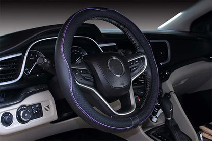 Mayco Bell Large Size Steering Wheel Cover Anti-Slip,Safety,Soft,Breathable,Durable,Full Surround,Comfortable Grip Microfiber Leather (15.5-16 inch, Black Purple)