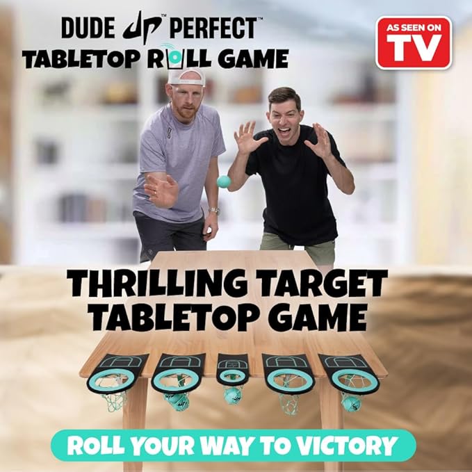 Dude Perfect Sticky Tic Tac Toe & Tabletop Roll Set | Indoor & Outdoor Games, Perfect Fun for Family Game Night & Parties, Birthday for Children, Kids & Adults | Ages 4+ & 6+ (Single)
