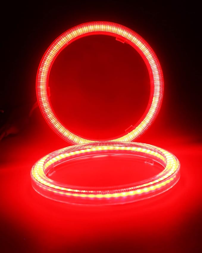 Qasim 1 Pair Red 63SMD 80MM Halo Rings Car Angel Eyes DRL Fog Lights COB LED With Cover 12V 24V