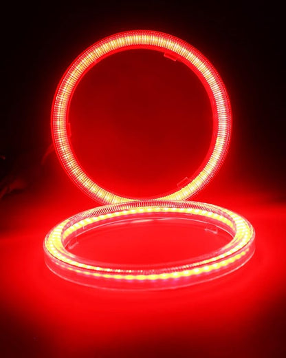 Qasim 1 Pair Red 63SMD 80MM Halo Rings Car Angel Eyes DRL Fog Lights COB LED With Cover 12V 24V