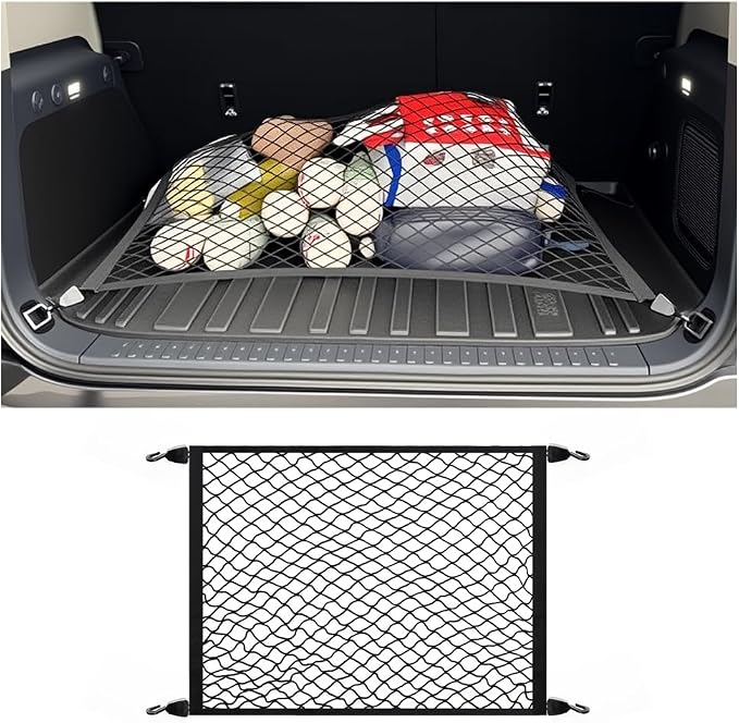 Cargo Net for SUV,Upgraded Highly Elastic Truck Cargo Net with Trunk Net Hooks - Stretch to 49.2"x43",Premium Truck Bed Netting for Cargo for Car Organizer and Storage (27.5"x19.6")