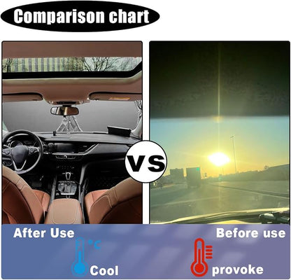 Car Windshield Sun Shade, Cool Reflective Sun Blocker, Foldable Car Front Window Covers, Sun Protection Automotive Glass Shade for Comfortable Driving for Universal Car SUV Truck (64.96 x 35.43'')