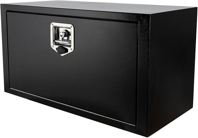 30"X14"X16" Underbody Utility Tool Box Truck Box Black Heavy Duty Steel Trailer Box Pick Up Storage Organizer w/Lock & Keys