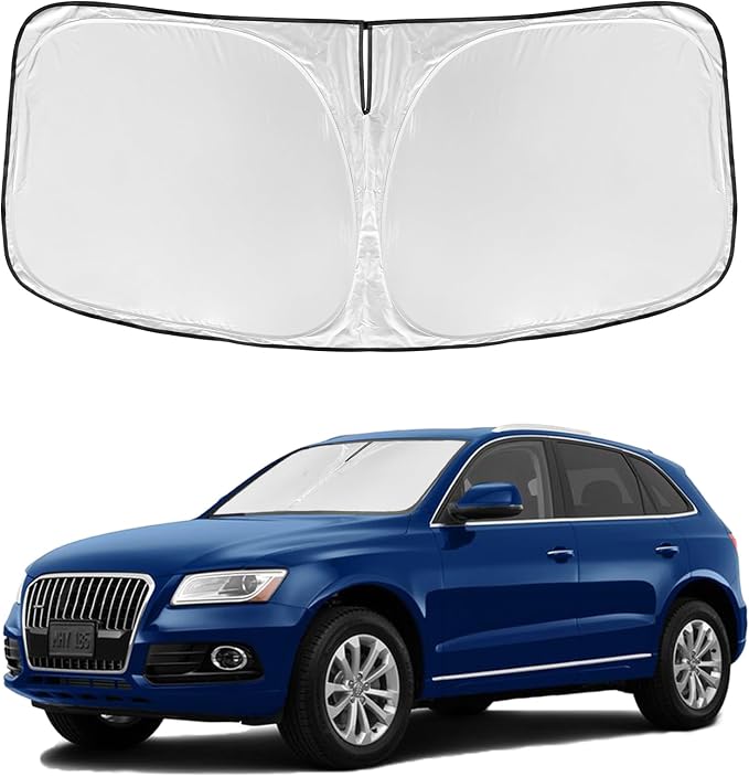 Windshield Sun Shade for Audi SQ5 2014-2017 - 4 Layers Car Sunshades for Front Windows Shade Cover Custom Fit Q5 Sun Visor 250T Retractable Shade Blocks UV Rays Car Accessories