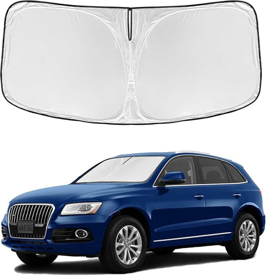 Windshield Sun Shade for Audi SQ5 2014-2017 - 4 Layers Car Sunshades for Front Windows Shade Cover Custom Fit Q5 Sun Visor 250T Retractable Shade Blocks UV Rays Car Accessories