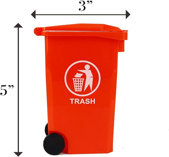 Wiosi Mini Garbage Trash Pen Holder for Desk and Tiny Recycle Bin Pencil Holder Black & Orange, Pack of 2 - Storage for Pencil & Pen | Office Stationery to Organize the Desk | Ideal for Student Work