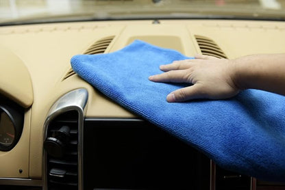 CARCAREZ Premium Microfiber Detailing Towels, 340 GSM Lint Free Car Buffing Waxing Polishing Drying Towels (6, Blue, 16x16 Inch)
