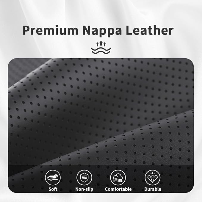 Car Steering Wheel Cover Napa Leather Non Slip Vehicle Steering Wheel Cover Protector, Quick Install Comfy Automotive Interior Decor, Universal fit 14½ to 15 inches Car Pickup SUV 14.5 to 15 inches